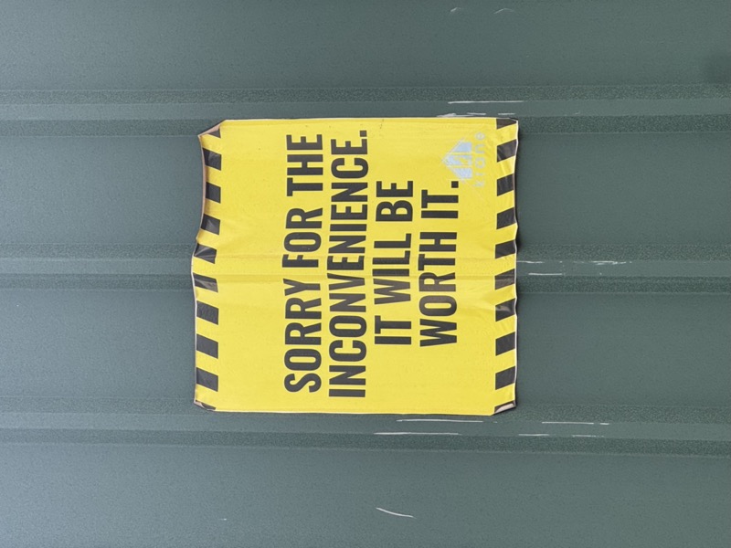 Construction sign at Ashesi University